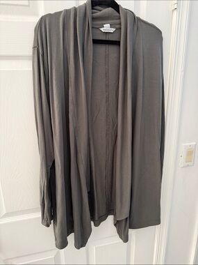 ATM Anthony Thomas Melillo Charcoal Gray Draped Open Cardigan